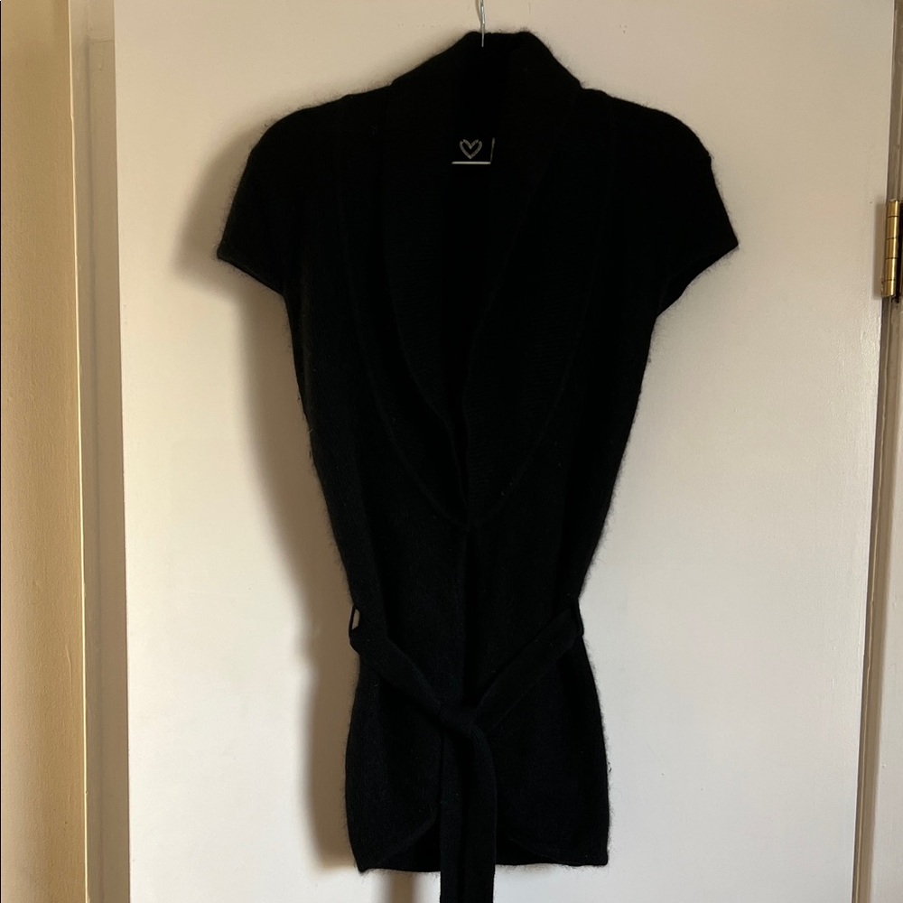 Chic Women's Black Cardigan with Belt